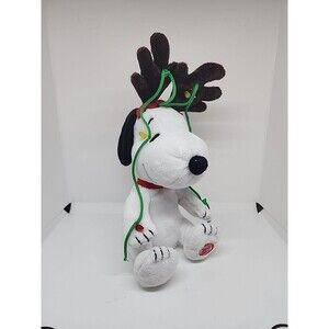Peanuts Snoopy Musical Animated Christmas Lights Reindeer Plush 12" DanDee Works